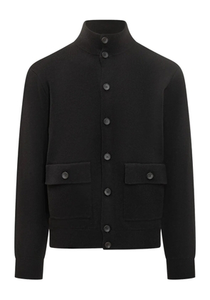 Filippo De Laurentiis flap-pocket high-neck cardigan - Black