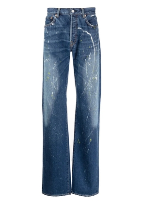 Yohji Yamamoto paint-splatter straight-leg jeans - Blue