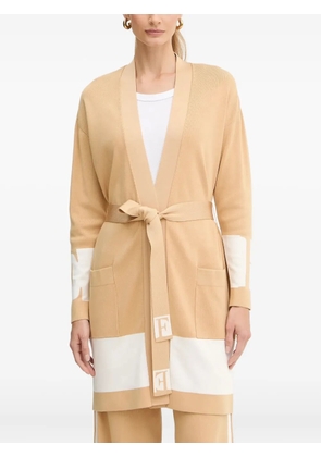 Elisabetta Franchi tie-waist pocket knitted coat - Neutrals