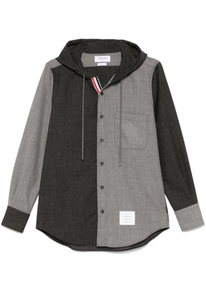 Thom Browne RWB-stripe hooded shirt - Grey
