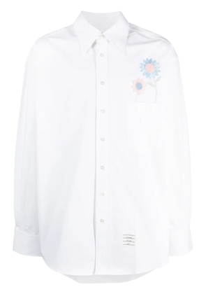 Thom Browne Madras Flower Patch-embroidered cotton shirt - White