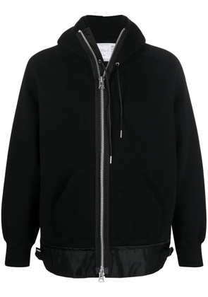 sacai zip-up cotton-blend hoodie - Black