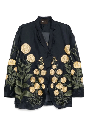 Biyan embroidered silk blazer - Blue