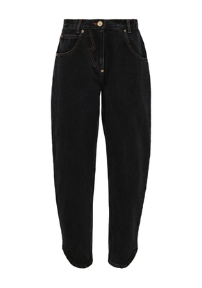 pushBUTTON illustration-appliqué tapered jeans - Black
