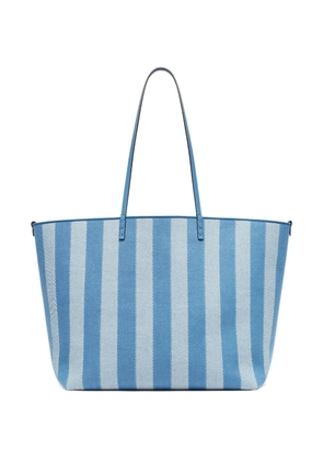 FENDI large Roll FF-logo striped tote bag - Blue