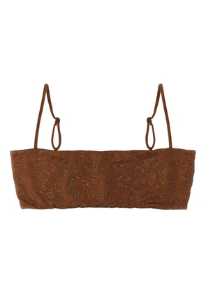MC2 Saint Barth Athena rhinestone-leopard bikini top - Brown
