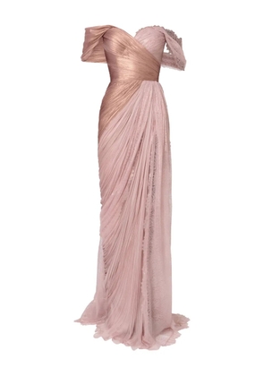 Iris Serban pleated-metallic lace maxi dress - Neutrals