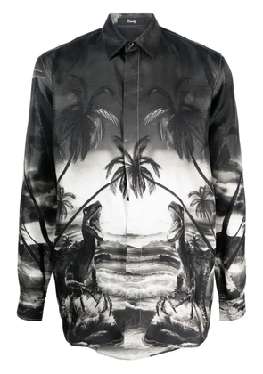 Philipp Plein dinosaur-print silk shirt - Black