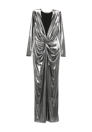 ROSERRY twist-front metallic-effect maxi dress - Silver
