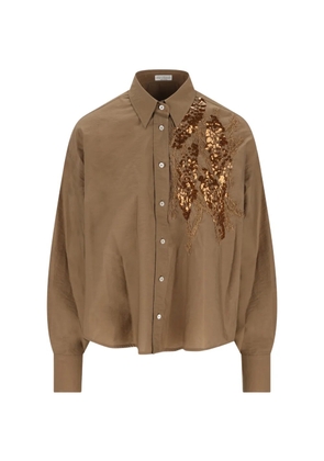 Brunello Cucinelli sequin-embellished shirt - Neutrals