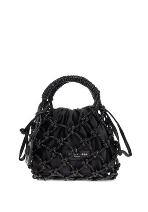 Kurt Geiger London small macramé crystal-embellished tote bag - Black