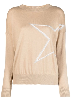 Lorena Antoniazzi star-appliqué boat-neck jumper - Brown