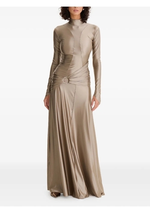 MOOS STUDIO ring-detail long-sleeved maxi dress - Neutrals