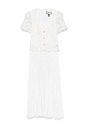 NISSA pleated lace midi dress - White