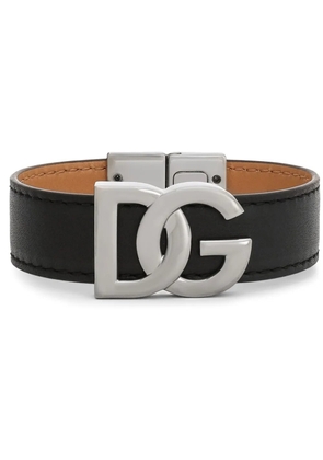 Dolce & Gabbana logo-plaque leather bracelet - Black
