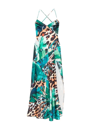 ROSERRY cross-back tropical-print maxi dress - Green