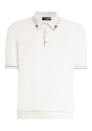 Dolce & Gabbana logo-trim polo shirt - White