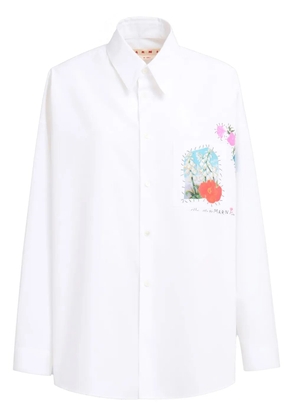 Marni floral-appliqué cotton shirt - White