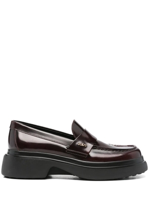 Tod's leather platform loafers - Red