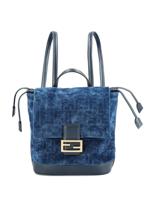 FENDI logo-plaque backpack - Blue