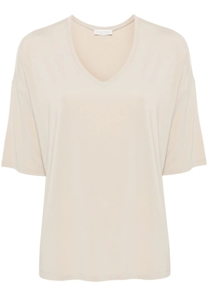 Le Tricot Perugia V-neck drop-shoulder T-shirt - Neutrals