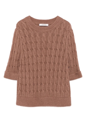Dorothee Schumacher cable-knit short-sleeve sweater - Brown