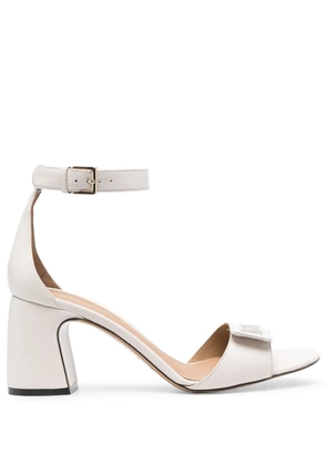 Emporio Armani 75mm logo-plaque leather sandals - Neutrals