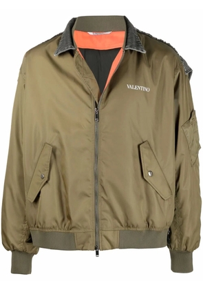 Valentino Garavani logo-print bomber jacket - Green