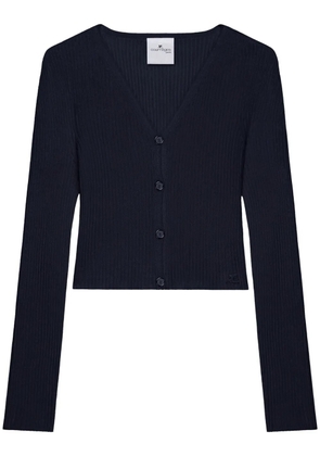 Courrèges cropped fine-ribbed cardigan - Blue