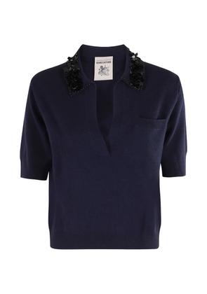 Semicouture Giulia V-neck T-shirt - Blue