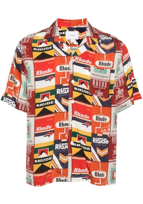 RHUDE Cigarette-print silk shirt - Red