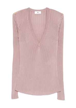 Elisabetta Franchi V-neck ribbed top - Pink