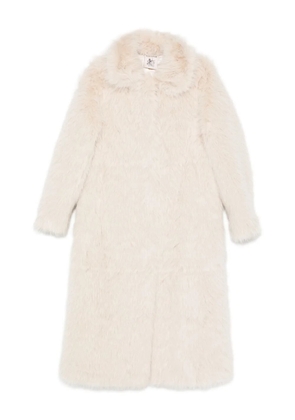 Semicouture faux-fur long-sleeved coat - Neutrals