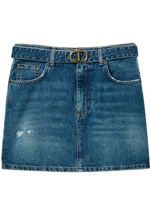 TWINSET logo-plaque denim skirt - Blue