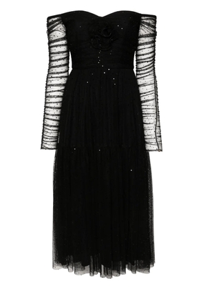 NISSA mesh midi dress - Black