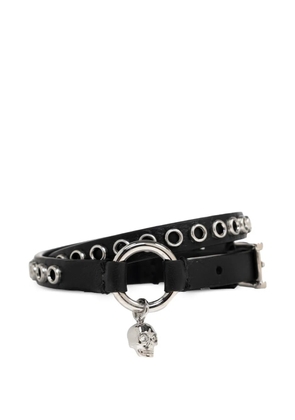 Alexander McQueen skull-charm leather bracelet - Black