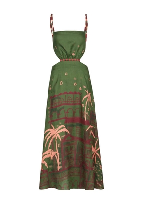Johanna Ortiz Sailors Prayer cut-out printed dress - Green