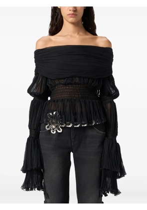 Blumarine pleated off-shoulder top - Black