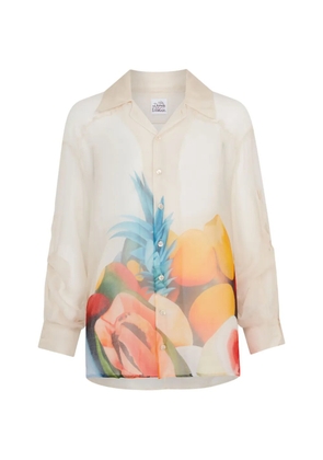 Donde Esteban printed chiffon shirt - White