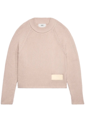 AMI Paris logo-patch sweater - Pink