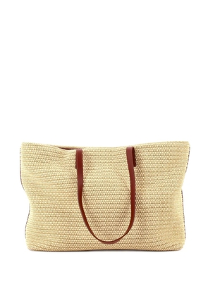 Saint Laurent Pre-Owned Shopper Woven Raffia East West tote bag - Neutrals