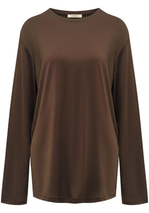 12 STOREEZ long-sleeve silk T-shirt - Brown