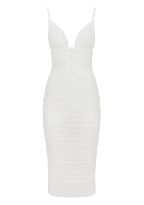 Dolce & Gabbana draped tulle midi dress - White