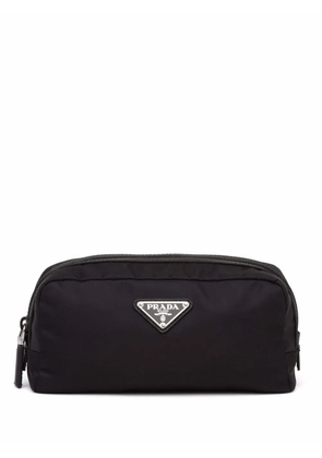 Prada logo plaque wash bag - Black