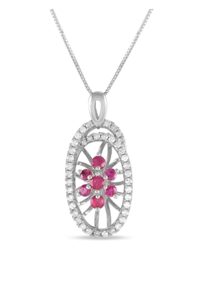 LB Exclusive pre-owned 14K white gold diamond and ruby pendant necklace - Silver