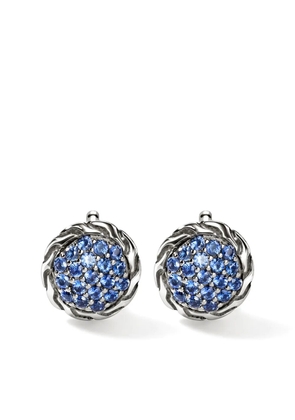 John Hardy Carved Chain sapphire stud earrings - Silver