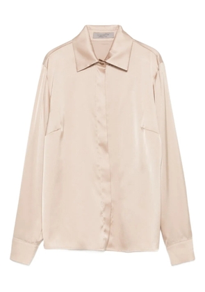 D.Exterior classic-collar satin shirt - Neutrals