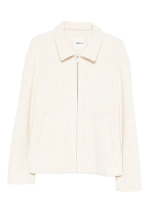 SANDRO polo-collar zip-fastening cardigan - Neutrals