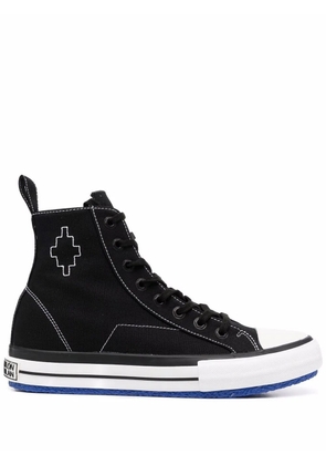 COUNTY OF MILAN embroidered cross high vulcanized sneakers - Black
