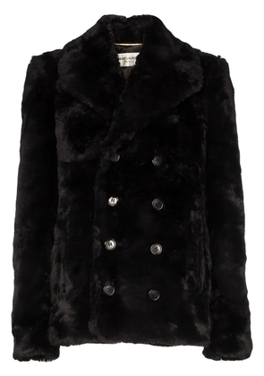 Saint Laurent double-breasted short peacoat - Black